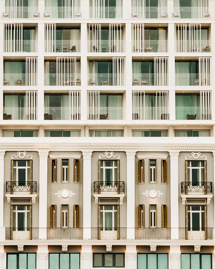ON Residence Hotel exterior with neoclassical facade and modern balconies