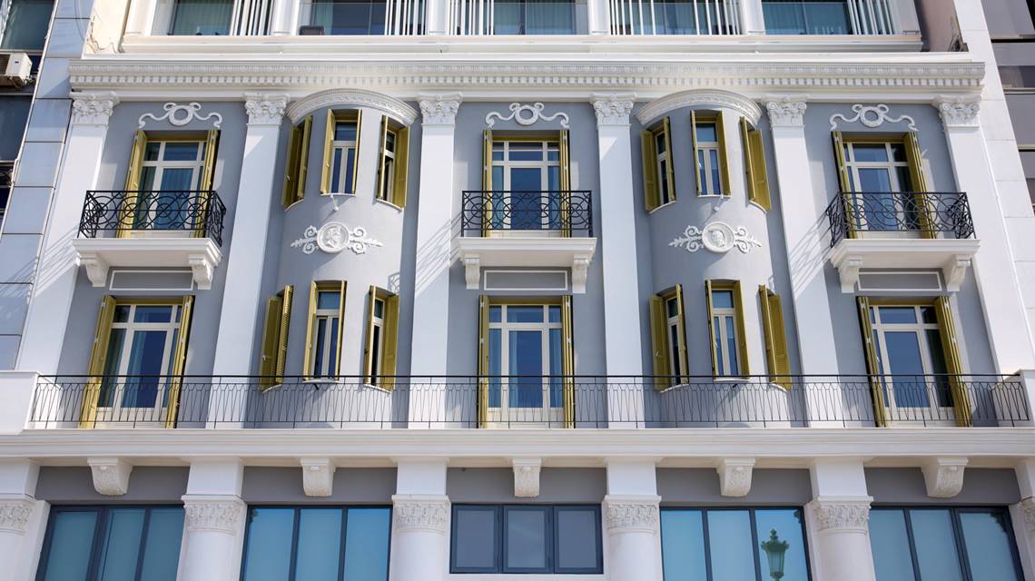 ON Residence Hotel neoclassical exterior with balconies and ornate details